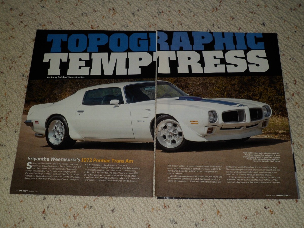 1972 PONTIAC TRANS AM AD / ARTICLE | eBay