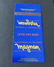 Vintage Canada Matchbook “Magnan Restaurant & Tavern” Montreal