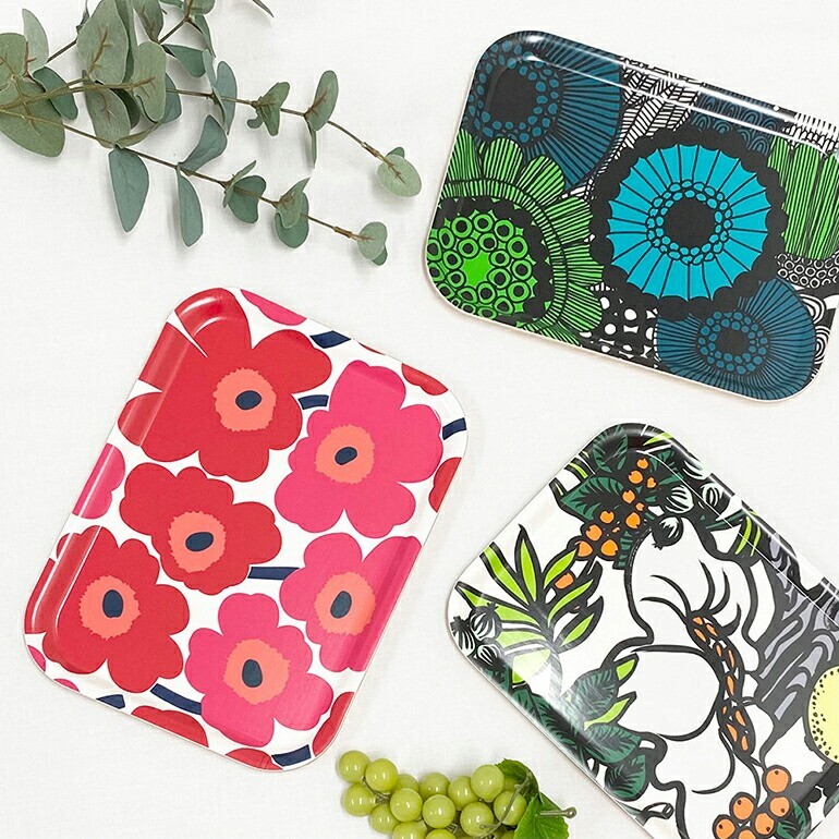 Marimekko Mini-Unikko Plywood Tray Red 27x20cm Made in Sweden