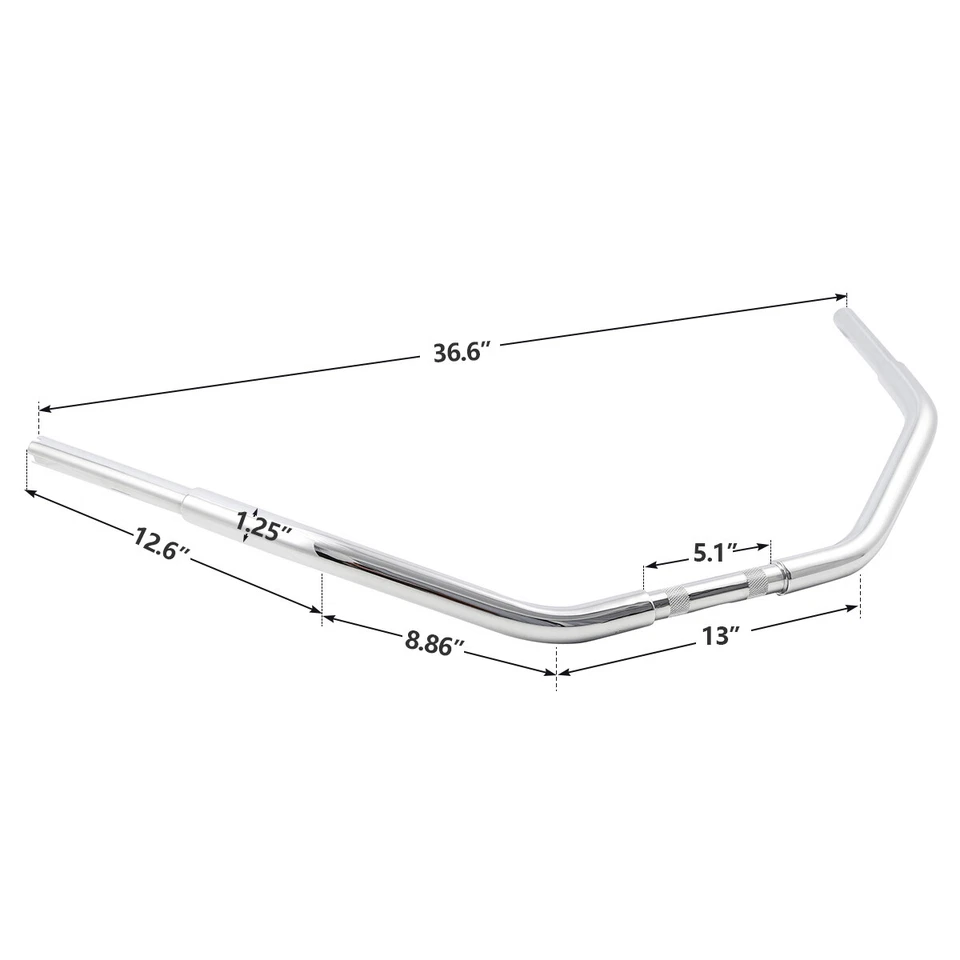 Manillar de barras de grasa cromadas de 1 1/4" 1,25" apto para Harley Dyna Sportster personalizado Foto 3 de 4