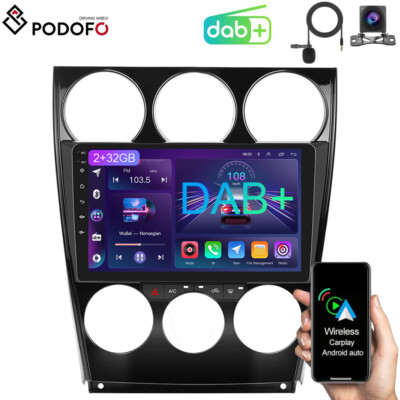DAB+ 9'' Autoradio GPS NAVI Für Mazda 6 GG GY 2002-2008 Android 12 CarPlay 2+32GB