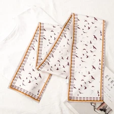 Double Side 100% Mulberry Silk Long Scarf Women Neckerchief Tied Seagull 150*15
