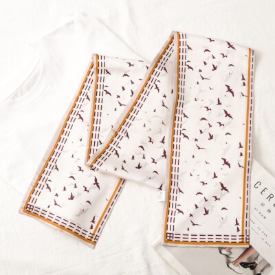 Double Side 100% Mulberry Silk Long Scarf Women Neckerchief Tied ...