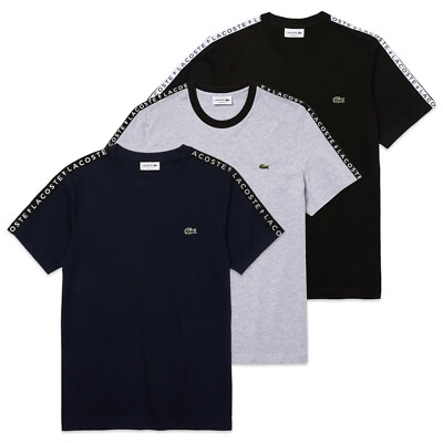 Lacoste Men's T-Shirt - Lacoste Tape T-Shirt - TH7079 - Navy, Grey - BNWT |  eBay