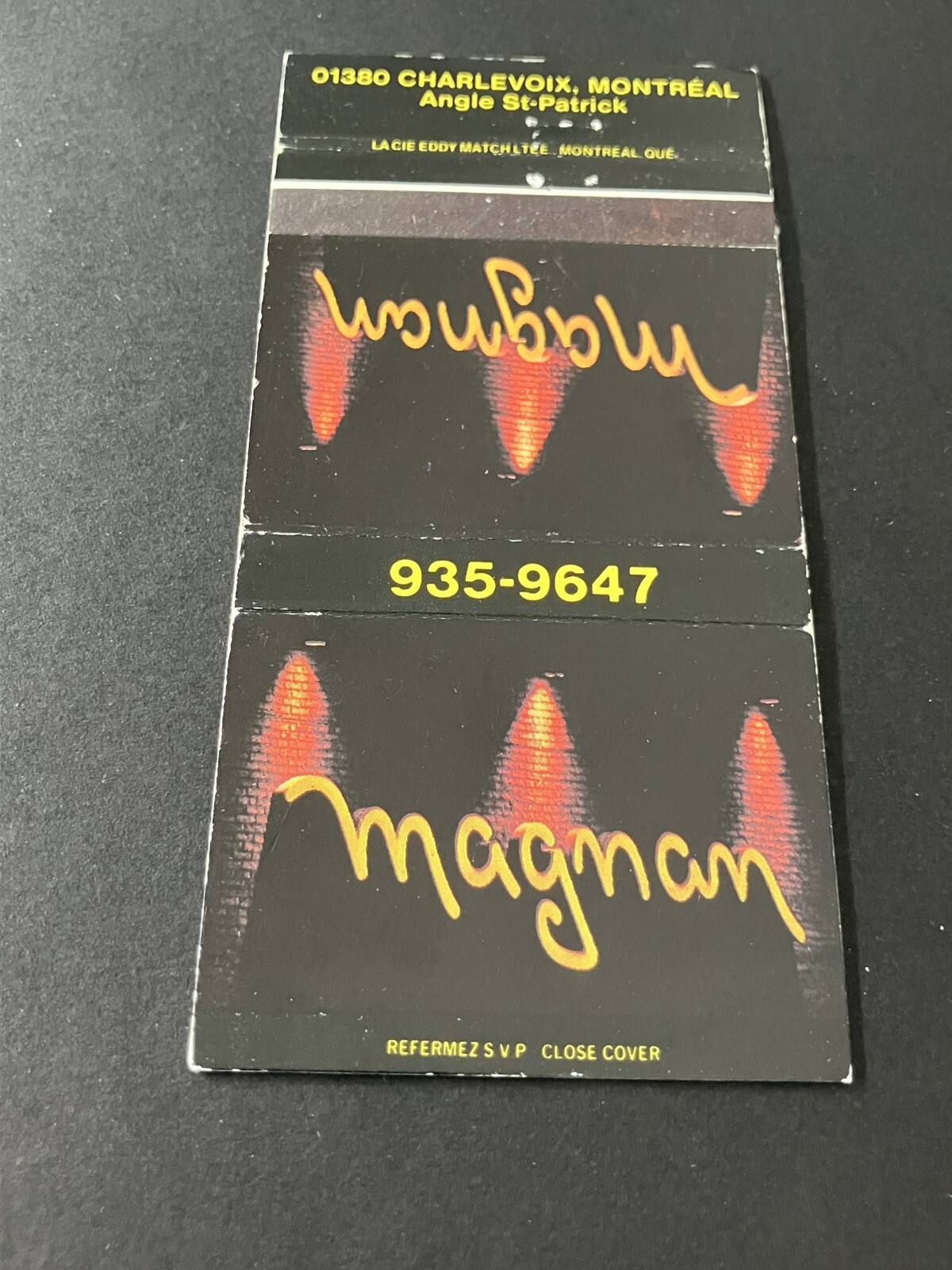 Vintage Canada Matchbook “Magnan Restaurant & Tavern” Montreal