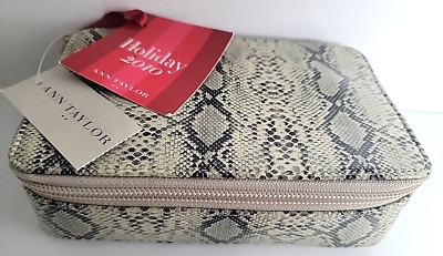 New Ann Taylor Alligator Snake Print Jewelry Holder Box Travel Case Pouches.