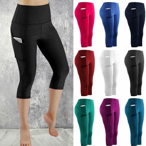 Women 3/4 Capri Yoga Pants Gym Fitness 