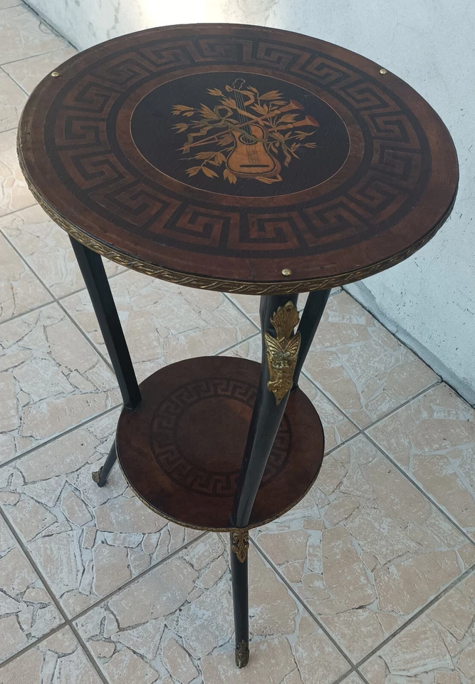 Sellette Napoléon III en marqueterie de bois précieux - Photo 3/4