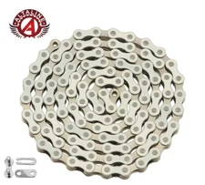 2TONE WHITE SINGLE SPEED BIKE CHAIN OLD SCHOOL BMX VINTAGE SCHWINN CRUISER FIXIE