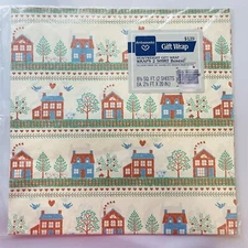 Hallmark Gift Wrap USA Vintage Country House Living 8 1/3 Sq FT 2 Heavy Sheet Pk