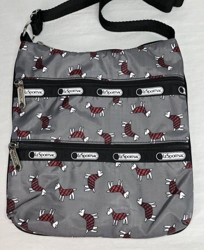 LeSportsac klassische Kylie-Umhängetasche mit dreifachem Reißverschluss Freizeittasche, Terrier Hund, gebraucht, in einwandfreiem Zustand - Bild 3 von 15