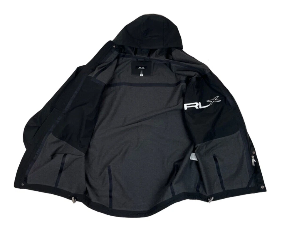 Ralph Lauren Polo RLX Hooded Shell Jacket Black Sport Ski Parka Coat Size XL - Image 4 of 4