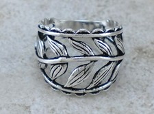 PRETTY .925 STERLING SILVER FILIGREE FLORAL BAND RING size 7 style r2904