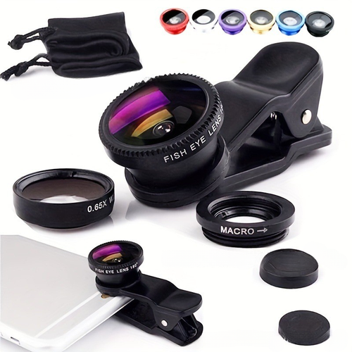 Kit objectif caméra téléphone portable 3 en 1 macro grand angle pour smartphone iPhone Android