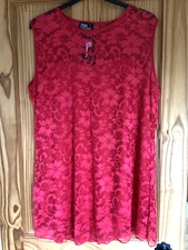 Pure Elegance Red Lace Long Double Layer Special Occasion Top 22-24 BNWT