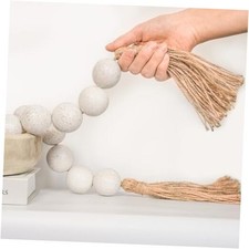 Extra Large Wood Bead Garland with 1.4" Diameter Wood 67 Inches Rustic White