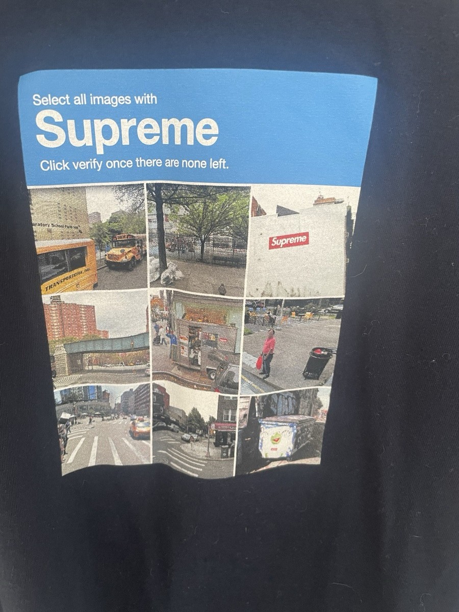 Supreme FW20 Verify Captcha Logo Navy Graphic T Shirt Size L | eBay