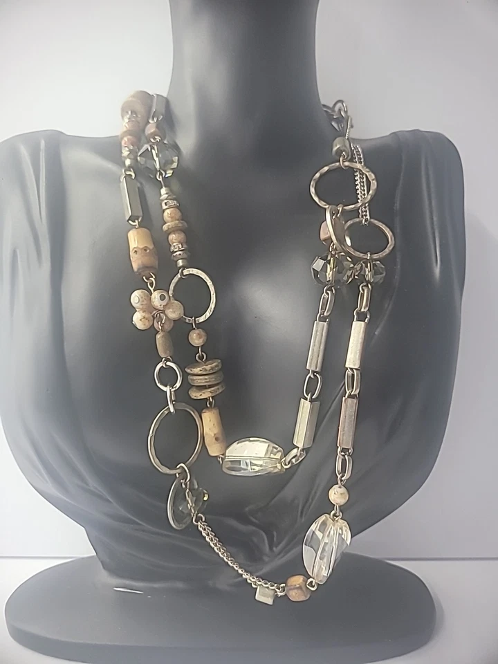 Collar Loft Vintage Cadena Con Cuentas Madera Mujer Distintivo Joyería Disfraz Foto 2 de 4