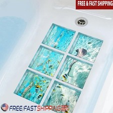 Non-Slip Bathtub Stickers Waterproof PVC Ocean Theme Safety Decals 3D Design New