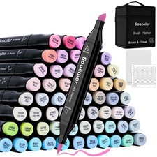 61 Colors Pastel Alcohol Based Markers Set Professional Dual Tip Art Marker...