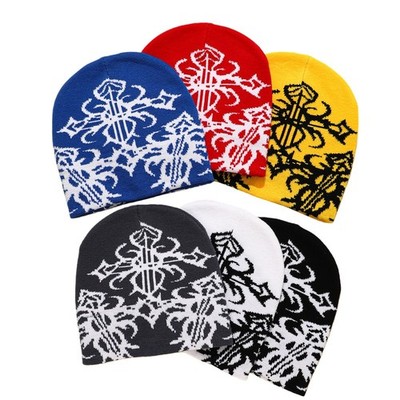 Kältefeste Strickmütze mit Kapuze doppellagig Baumwollmischung für Winter Her