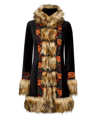 JOE BROWNS Velvet Coat NEW Afghan Penny Lane Sz 8 Hippy Black