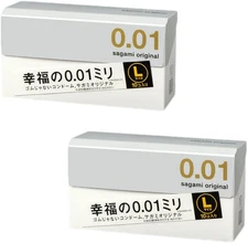 Sagami 001 Original L Size Ultra Thin Non-Latex Condoms 2-pack bundle (20 pc)