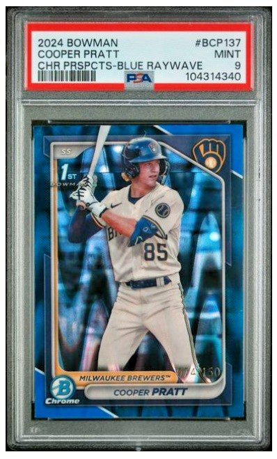 2024 Bowman ⚾ Chrome Prospects BCP-137 Cooper Pratt 💎 BLUE RAYWAVE # /150 💎