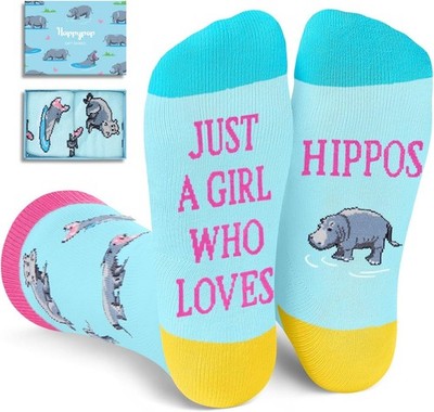 HAPPYPOP Fun Animal Lover Gifts - Mermaid Penguin Just Girl Loves Hippos Blue 