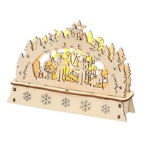 Mini Schwibbogen Bergmann Holz 15X5X10,7Cm Led Batteriebetrieb Weihnachten Deko
