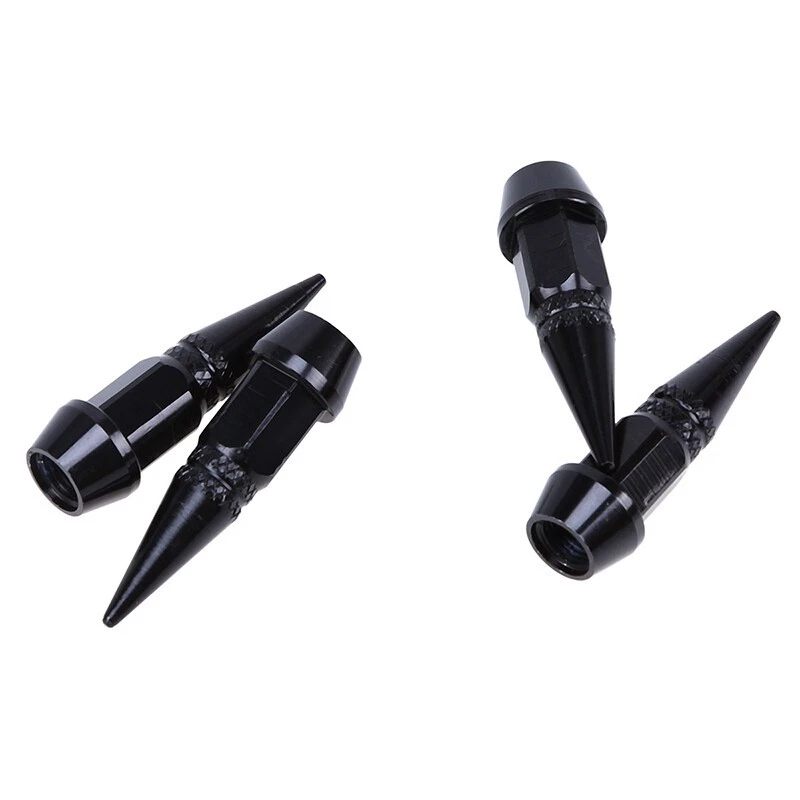 4 piezas cubiertas de tapas de aire de vástago de válvula de rueda/neumático de metal de aluminio NEGRO para automóvil-camión Foto 4 de 4