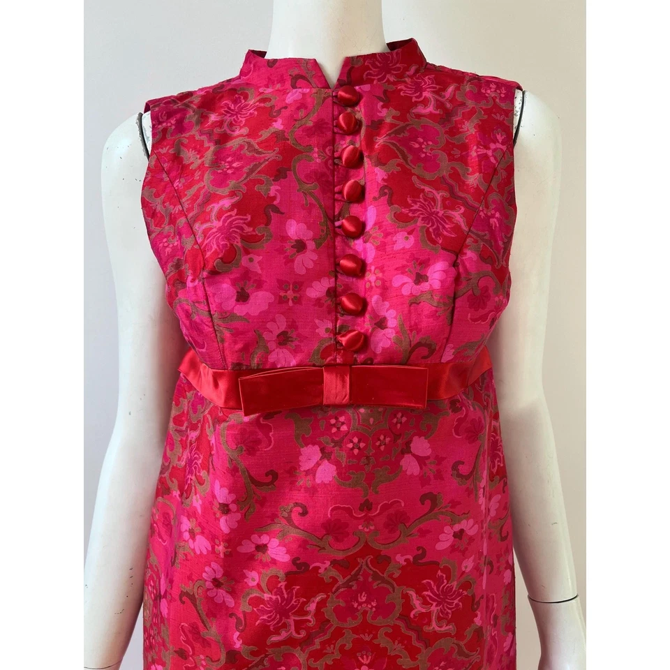 Vestido Vintage Años 70/Maxi Vestido Seda Años 70/Extra Pequeño Foto 3 de 4