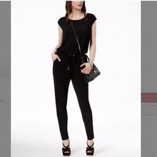 Michael Kors Svelte Jumpsuit Medium Black Classic Party Lounge Minimal Fall Chic