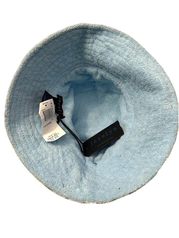 JOCELYN Talla Única Nuevo con Etiquetas Cannes Tela Turística Sombrero Cubo Azul $70 Viaje Colorido Foto 4 de 4