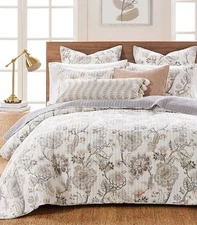 Levtex "Ophelia" 3 Piece KING Size Coverlet Set With Shams, Blush, Floral, New!