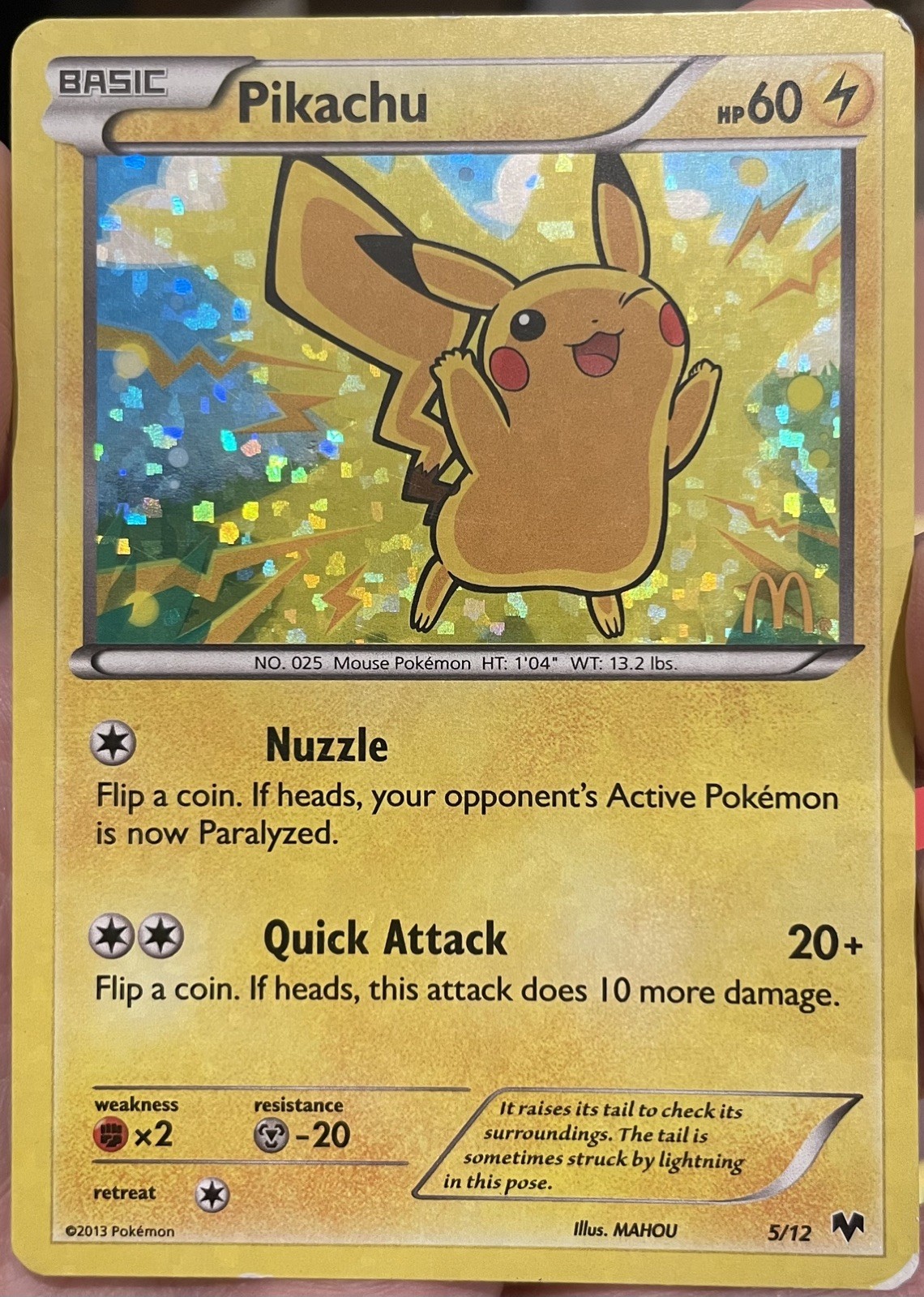 Pokemon Card Pikachu 5/12 Holographic.. excellent, rare 