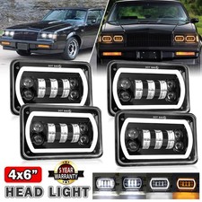 4PCS 4x6" LED Headlights Halo Ring DRL For 1982-1987 Buick Regal Grand National