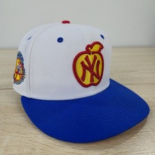 Mens 7 1/8 New York Yankees Hat White New Era Apple Logo 59FIFTY Fitted MLB Cap