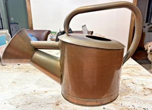 Large 2 gallon plus copper watering sprinkling can 21" wide 15" tall India