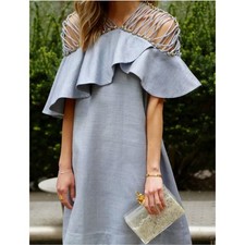 RARE $1900 Zimmermann Havoc Lattice Silk Flounce Dress Sz US 4/ Small /0