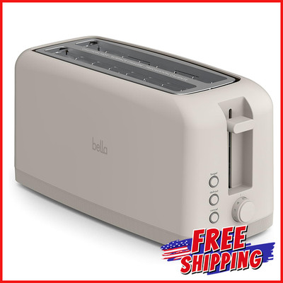 4 SLOT BREAD SLICE SLIM TOASTER Fits Anywhere Setting Shade Reheat Long Slot