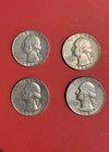 Lot of (4) 1964  Washington Quarters 90% Silver Coins Ungraded Circulated