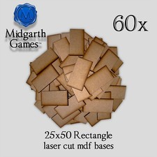 60x Rectangle 25x50mm MDF Miniature Bases Warhammer Laser Cut 40K FREE SHIPPING