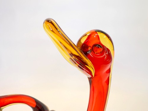 3er Set Murano Stil Vintage Kunst Glas Enten Amberina Gelb Preiselbeere Bernstein - Bild 11 von 18