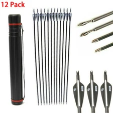 12 Pcs 30 inch Archery Fiberglass Arrows OD 8mm For Recurve/Compound Bow Hunting