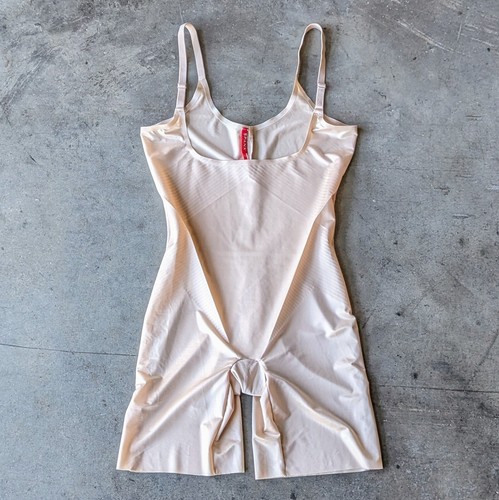 Spanx SPANXshape Invisible Open-Bust Mid-Thigh Bodysuit Champagne Beige medium