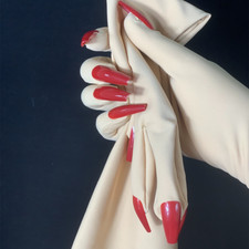 Long style Skin Hand Gloves with Nails Mittens Silky Long Gloves Full Finger US