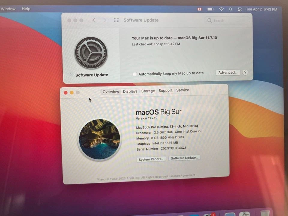 MacBook Pro A1502 13'' Retina Core i5 2.6GHz 8GB 512GB Mid 2014 - Image 2 of 4