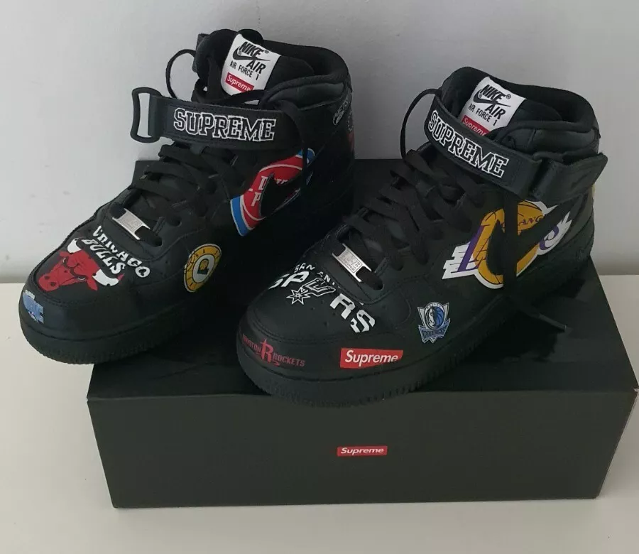 SS18 Supreme Nike Air Force 1 Mid black US 8 UK 41 trainers shoes lot NBA