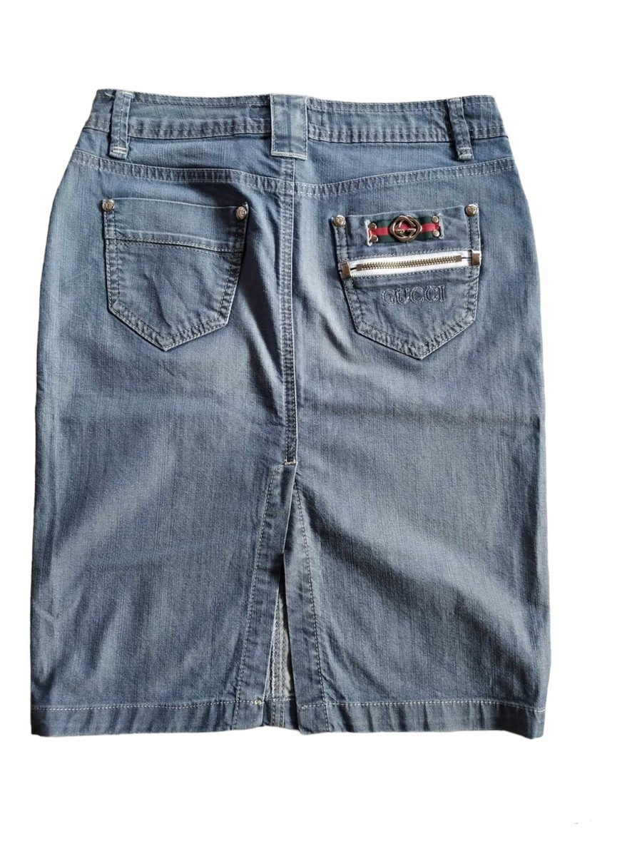 26 size Vintage Gucci Women Skirt High Waist Denim Italy dress